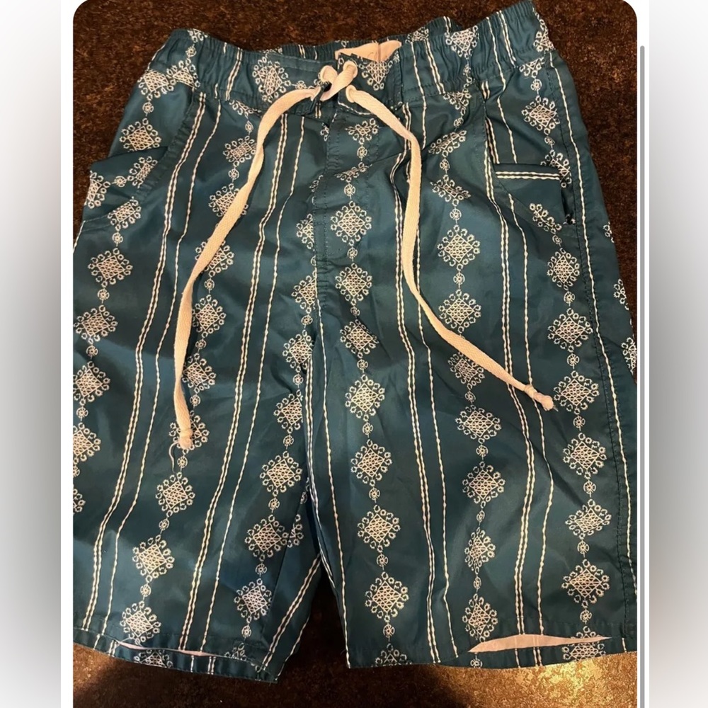 Wildling boho teal boys swim trunks